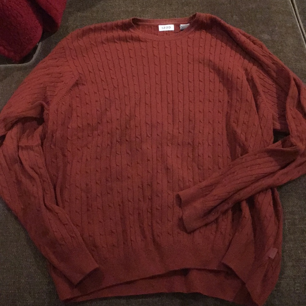 Burnt Orange Sweater Izod XXL cable knit